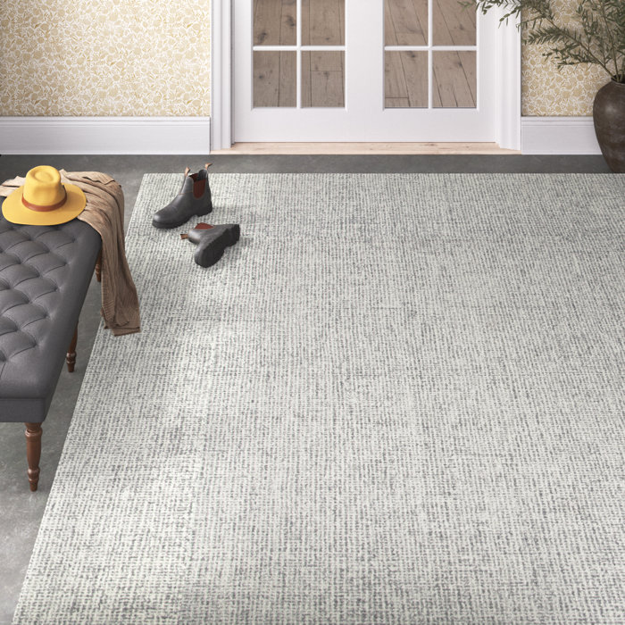 Birch Lane™ Britley Handmade Wool Gray/White Rug & Reviews Wayfair